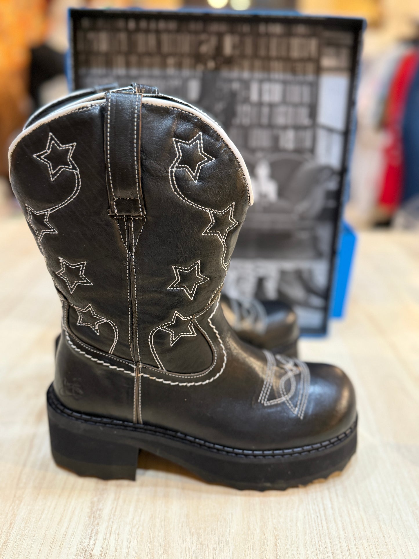 John Fluevog Platform Ankle Cowboy Boots - Size 6