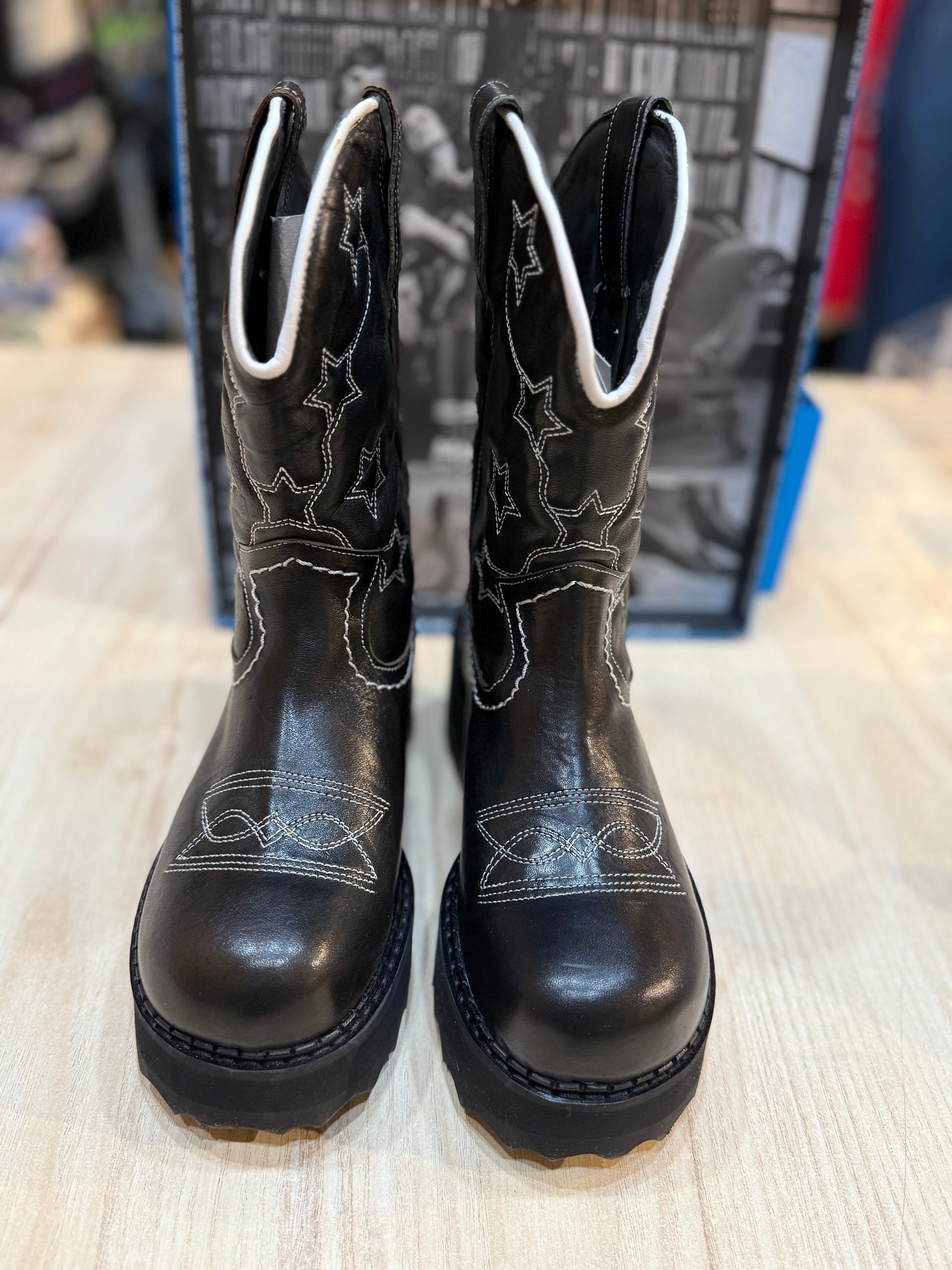 John Fluevog Platform Ankle Cowboy Boots - Size 6