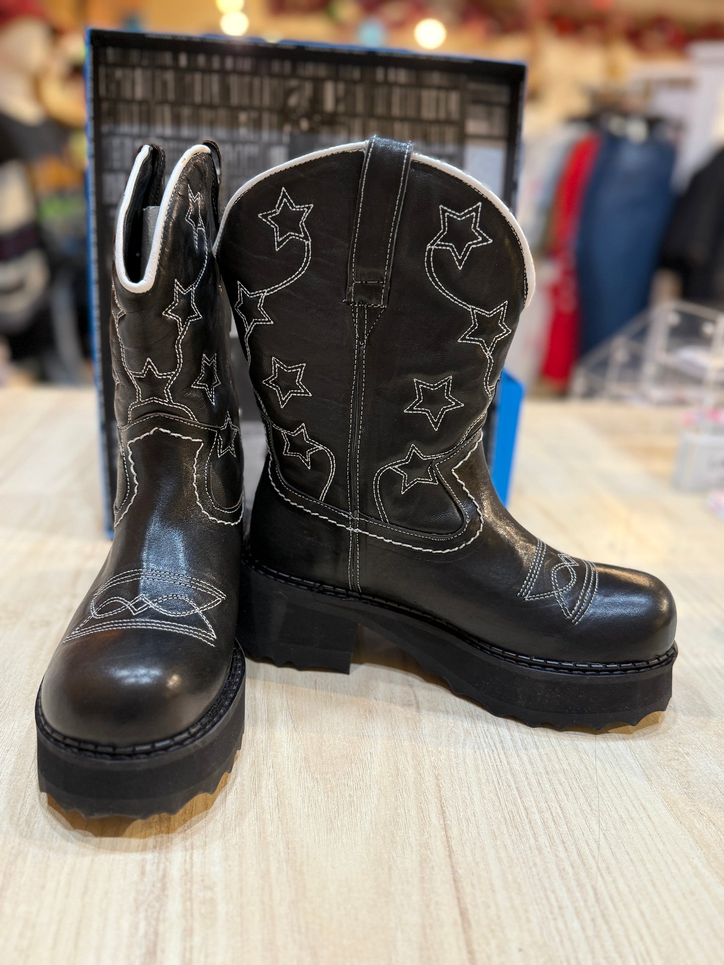 John Fluevog Platform Ankle Cowboy Boots - Size 6