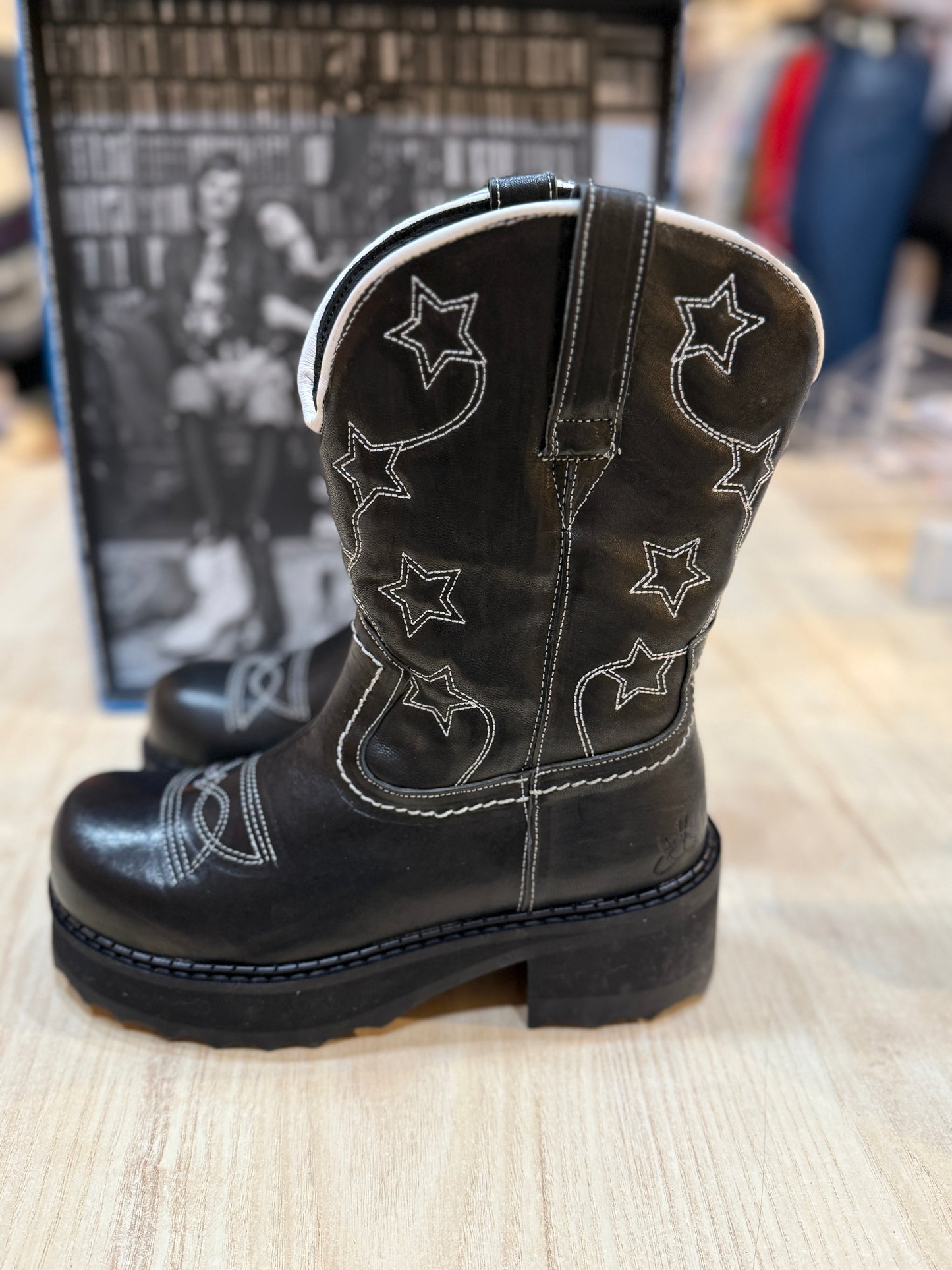 John Fluevog Platform Ankle Cowboy Boots - Size 6