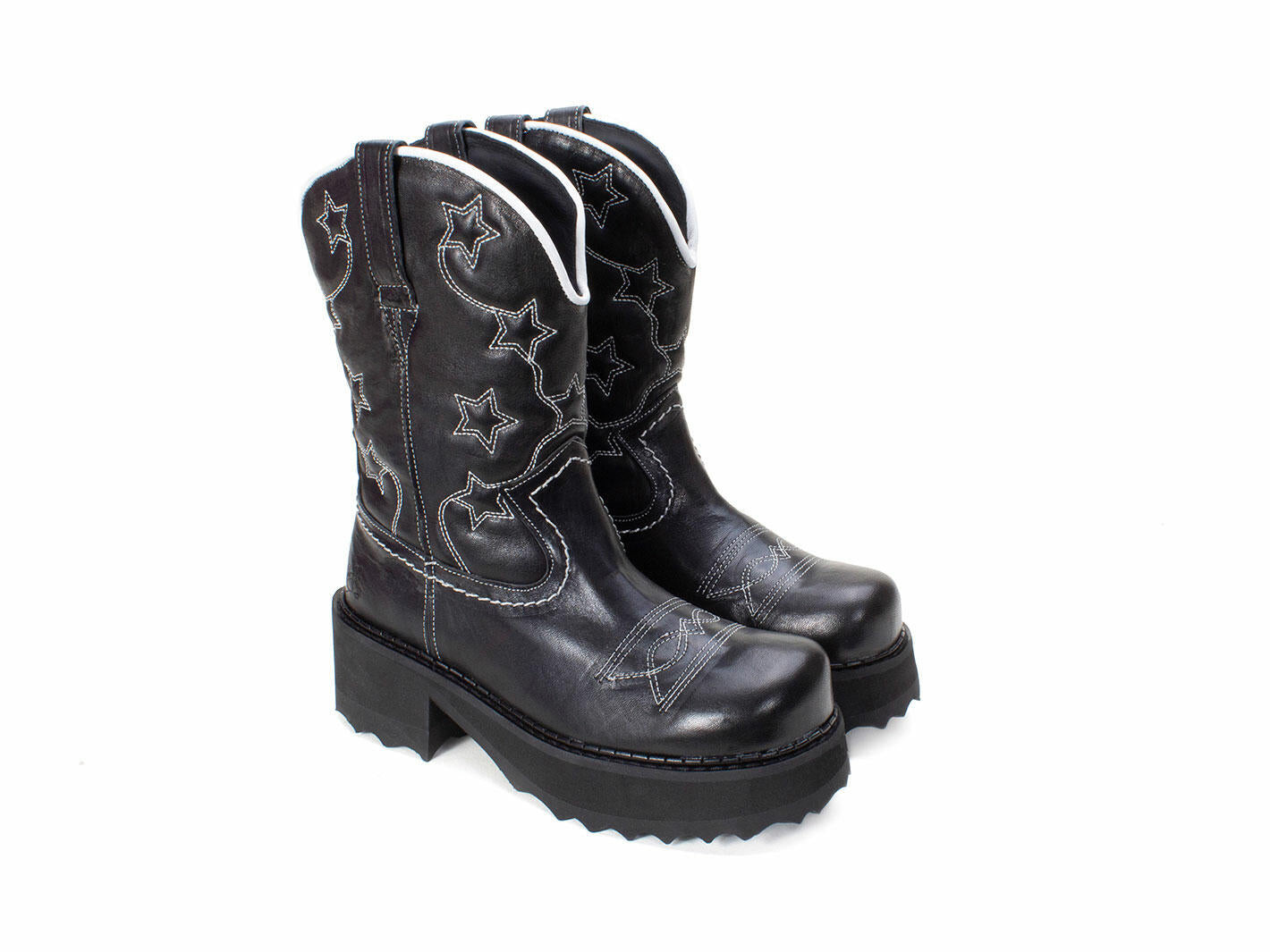 John Fluevog Platform Ankle Cowboy Boots - Size 6